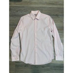 EXPRESS 1MX Mens Pink Fitted Long Sleeve Button Down Dress Shirt M